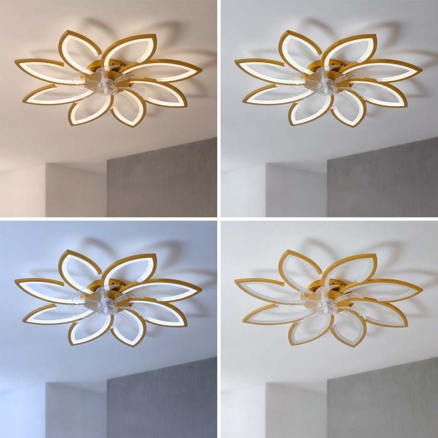 Brilagi - LED prigušiva stropni ventilator LED/43W/230V 3000-6500K pr. 90 cm zlatna + daljinski upravljač