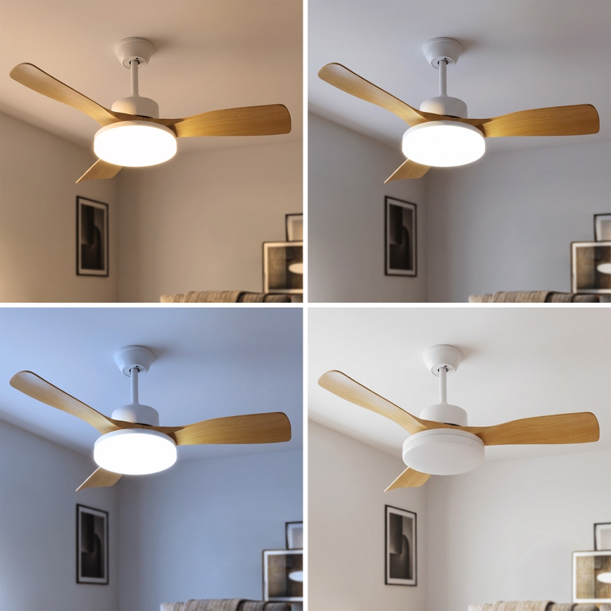 Brilagi - LED prigušiva plafonski ventilator LED/34W/230V 106 cm bela/smeđa + daljinski upravljač
