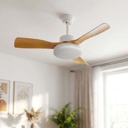 Brilagi - LED prigušiva plafonski ventilator LED/34W/230V 106 cm bela/smeđa + daljinski upravljač