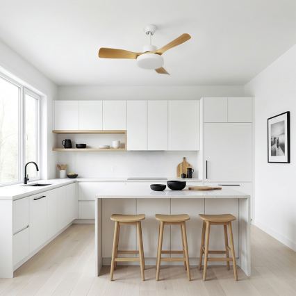 Brilagi - LED prigušiva plafonski ventilator LED/34W/230V 106 cm bela/smeđa + daljinski upravljač