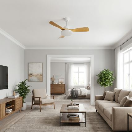 Brilagi - LED prigušiva plafonski ventilator LED/34W/230V 106 cm bela/smeđa + daljinski upravljač
