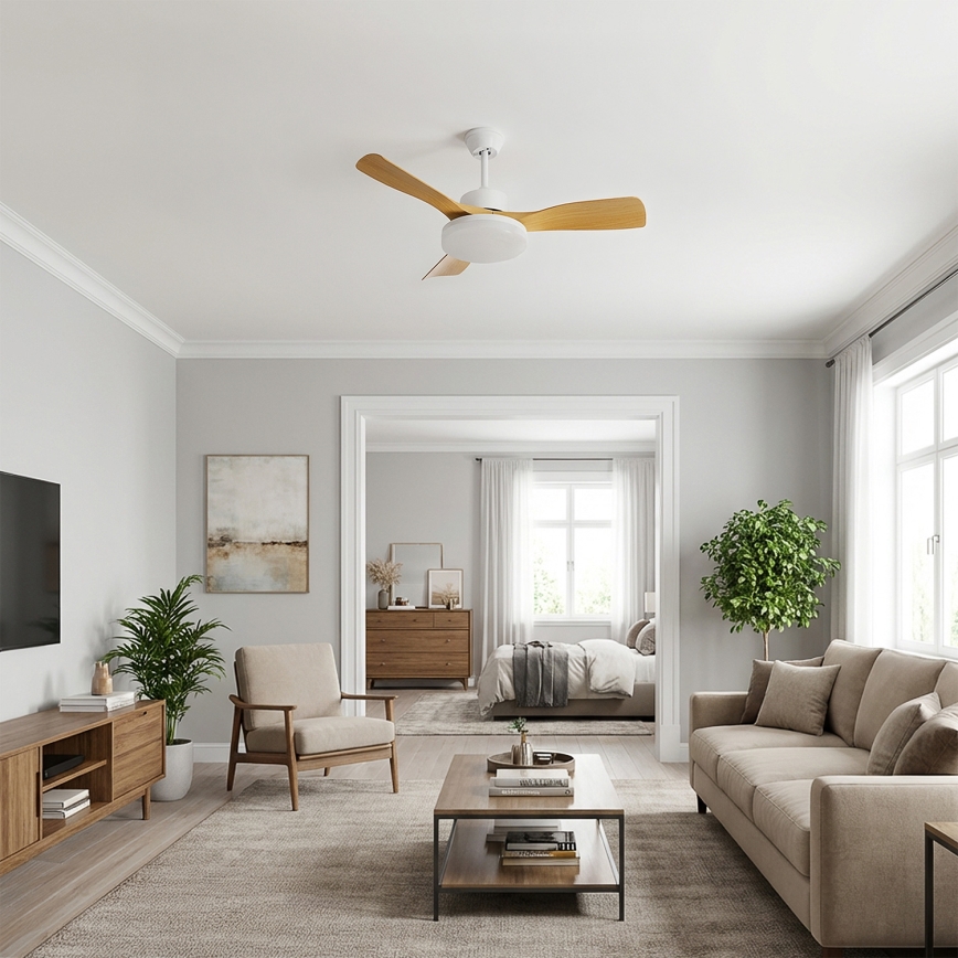 Brilagi - LED prigušiva plafonski ventilator LED/34W/230V 106 cm bela/smeđa + daljinski upravljač