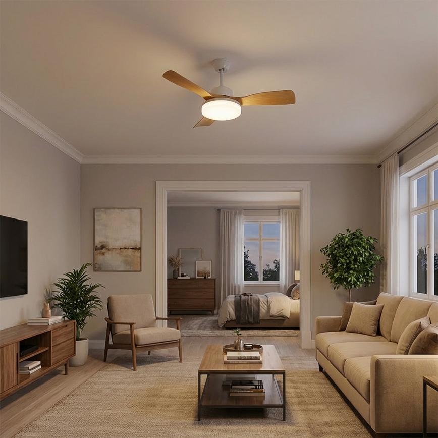 Brilagi - LED prigušiva plafonski ventilator LED/34W/230V 106 cm bela/smeđa + daljinski upravljač