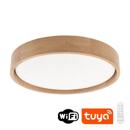 Brilagi - LED prigušiva plafonska lampa MANAROLA SMART STARS LED/24W/230V 3000-6000K Wi-Fi Tuya Beacon prečnik 41 cm hrast + daljinski upravljač