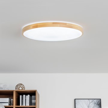 Brilagi - LED stropno svetlo PINE, prigušiva, LED/60W/230V, drvo, prečnik 52 cm, 3000–6500K + daljinski upravljač