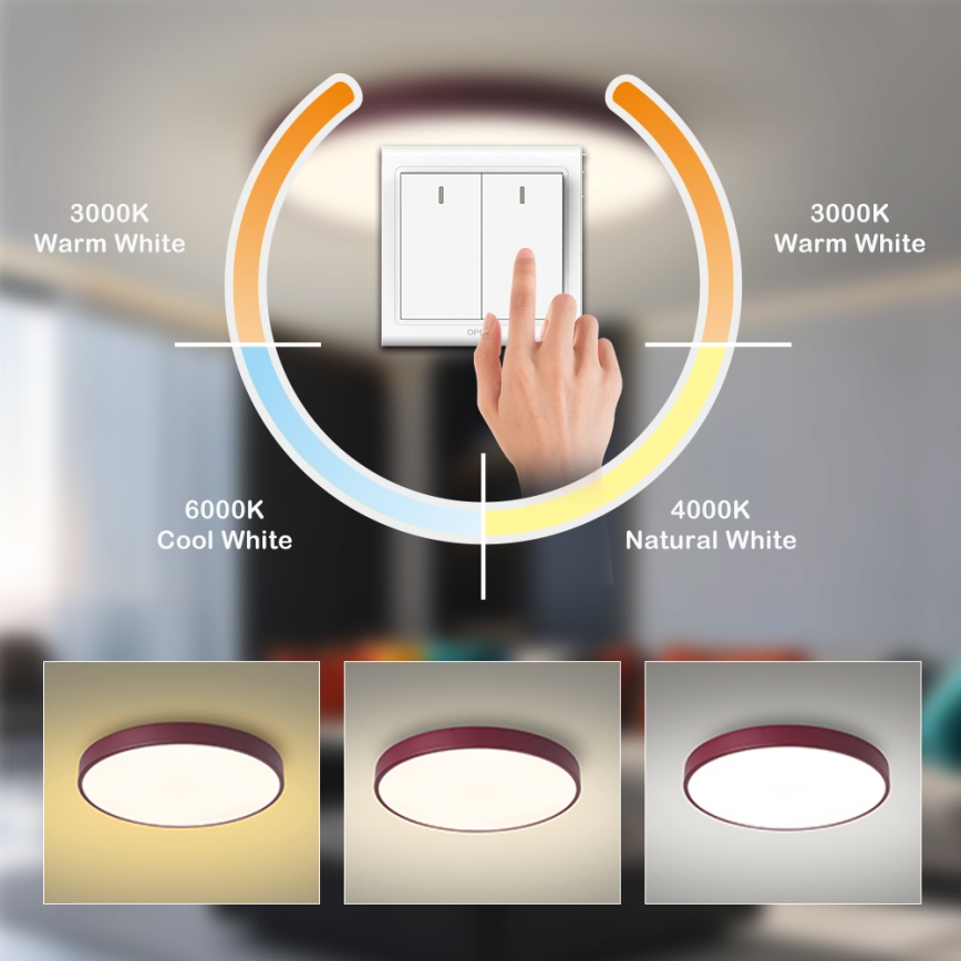 Brilagi - LED stropno svetlo POOL LED/48W/230V 3000/4000/6000K prečnik 40 cm bordo
