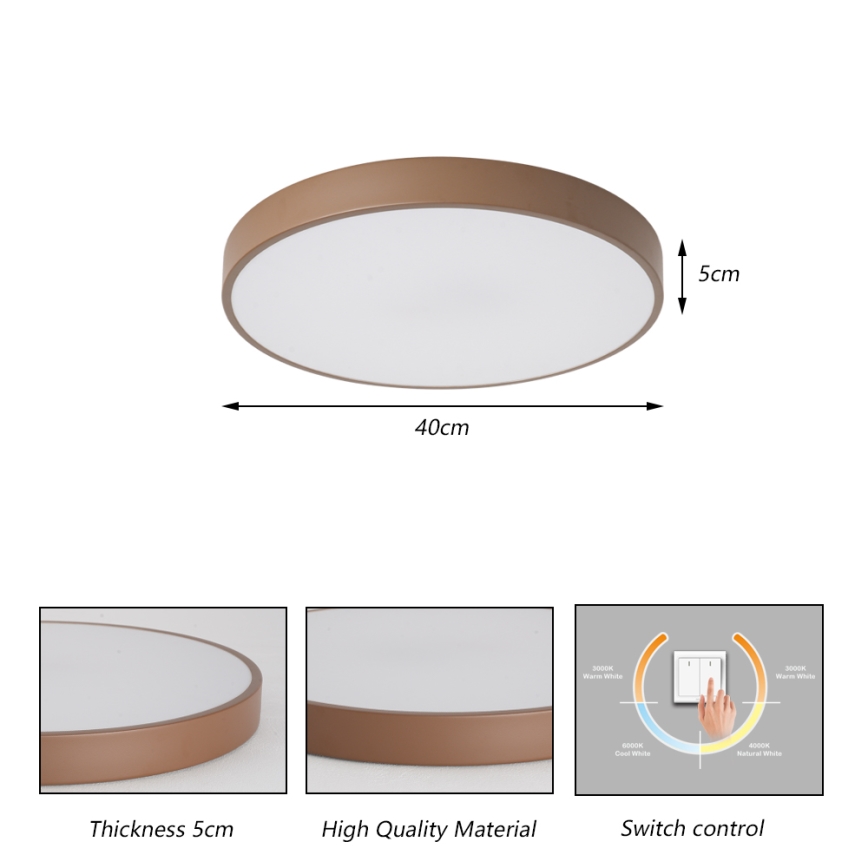 Brilagi - LED plafonska svetiljka POOL LED/48W/230V 3000/4000/6000K prečnik 40 cm braon