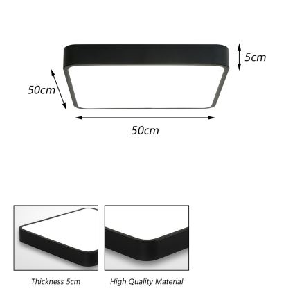 Brilagi - LED plafonsko svetlo POOL SQUARE LED/48W/230V 3000/4500/6000K 50x50 cm crna