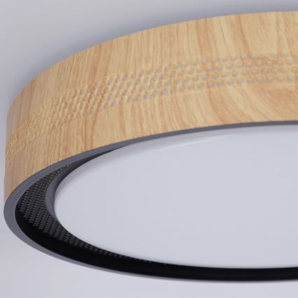 Brilagi - LED prigušiva stropna svetiljka COCI LED/48W/230V 3000-6500K prečnik 39 cm drveni dekor/crna + daljinski upravljač
