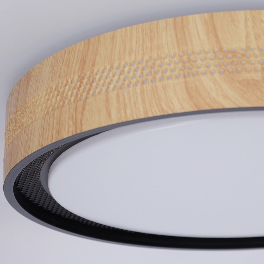 Brilagi - LED prigušiva stropna svetiljka COCI LED/48W/230V 3000-6500K prečnik 39 cm drveni dekor/crna + daljinski upravljač