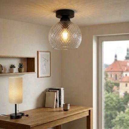 BRILAGI - LED stropno svetlo RETRO GLASS 1xE27/60W/230V prečnik 18 cm crna/dimljena siva