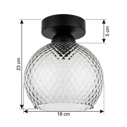 BRILAGI - LED stropno svetlo RETRO GLASS 1xE27/60W/230V prečnik 18 cm crna/dimljena siva