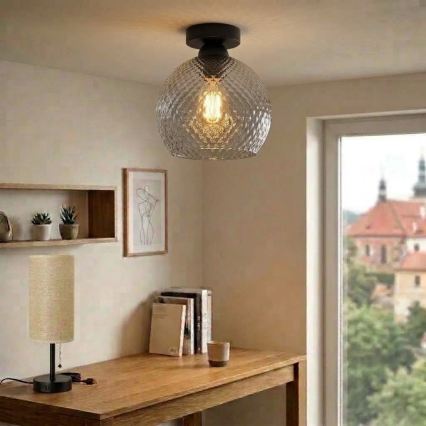 BRILAGI - LED plafonsko svetlo RETRO GLASS 1xE27/60W/230V prečnik 25 cm crna/zadimljeno siva