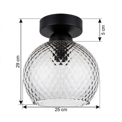 BRILAGI - LED plafonsko svetlo RETRO GLASS 1xE27/60W/230V prečnik 25 cm crna/zadimljeno siva