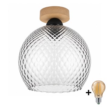 BRILAGI - LED stropno svetlo RETRO GLASS 1xE27/60W/230V prečnik 25 cm hrast/dimljeno-siva