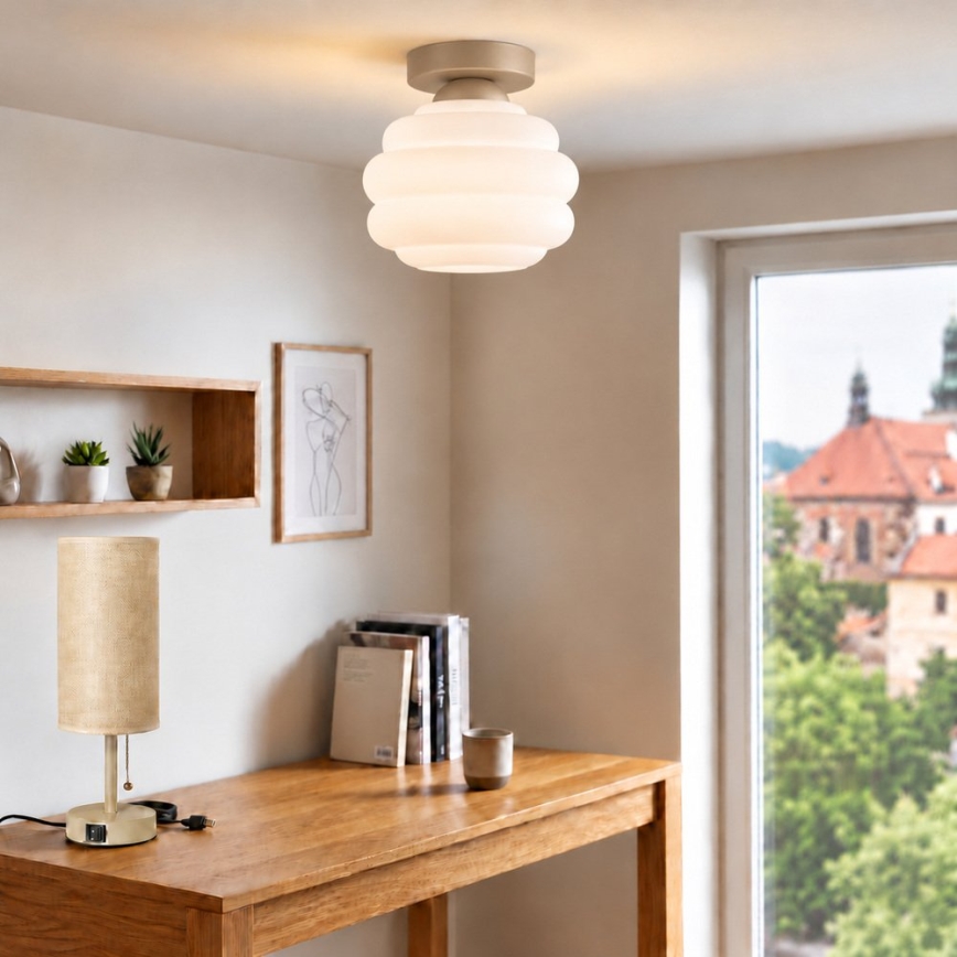 BRILAGI - LED stropno svetlo RETRO GLASS 1xE27/60W/230V Ø 20 cm bež/bela