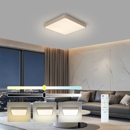 Brilagi - LED prigušiva plafonsko svetlo POOL LED/36W/230V 3000-6000K 40x40 cm bež + daljinski upravljač
