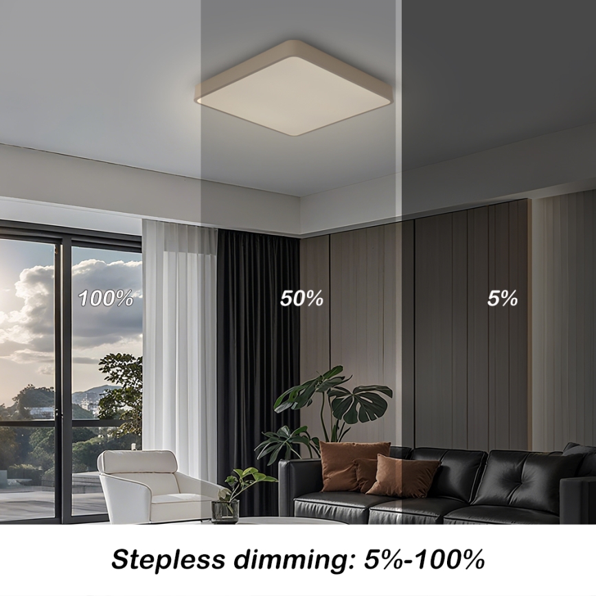 Brilagi - LED prigušiva plafonsko svetlo POOL LED/36W/230V 3000-6000K 40x40 cm bež + daljinski upravljač