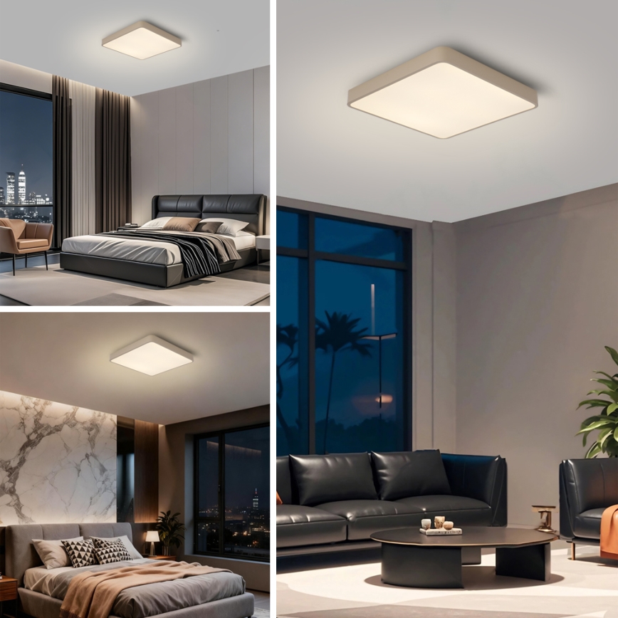 Brilagi - LED prigušiva plafonsko svetlo POOL LED/36W/230V 3000-6000K 40x40 cm bež + daljinski upravljač