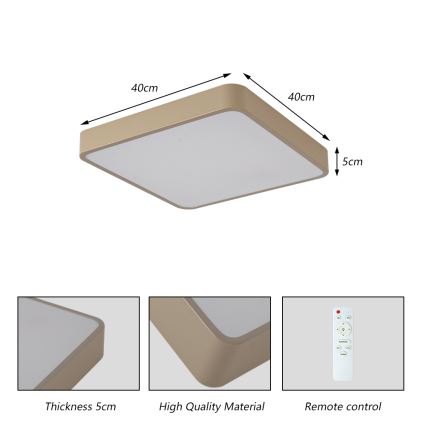 Brilagi - LED prigušiva plafonsko svetlo POOL LED/36W/230V 3000-6000K 40x40 cm bež + daljinski upravljač