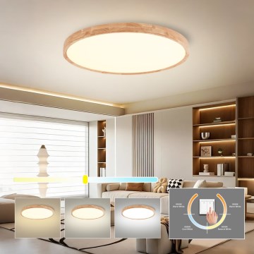 Brilagi - LED stropno svetlo WOODROUND LED/40W/230V 3000/4000/6000K prečnik 60 cm drveno CRI 90