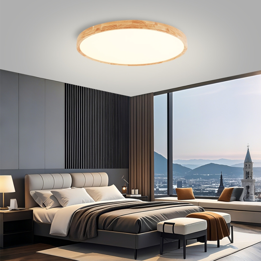 Brilagi - LED plafonsko svetlo WOODROUND LED/70W/230V 3000/4000/6000K prečnik 80 cm drveno CRI 90