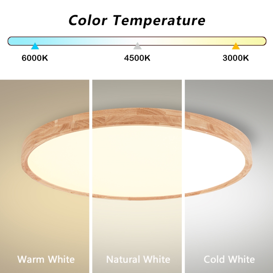 Brilagi - LED plafonsko svetlo WOODROUND LED/70W/230V 3000/4000/6000K prečnik 80 cm drveno CRI 90