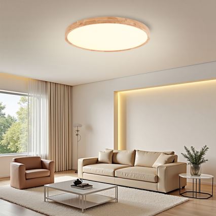 Brilagi - LED plafonsko svetlo WOODROUND LED/70W/230V 3000/4000/6000K prečnik 80 cm drveno CRI 90