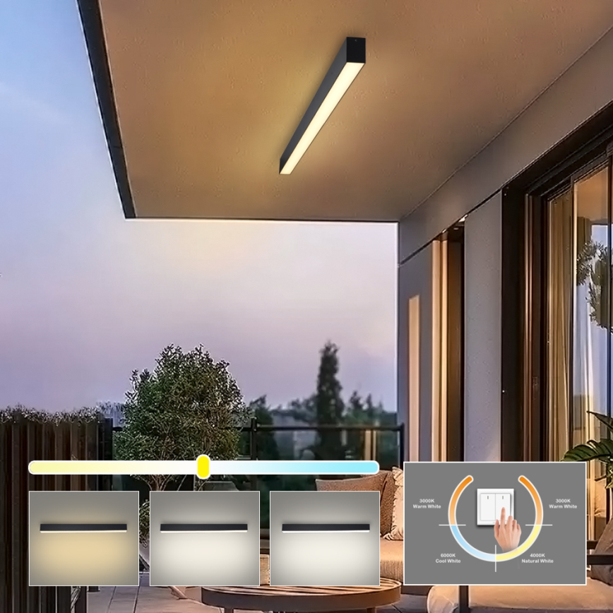 Brilagi - LED plafonsko svetlo za kupatilo SLEEKLINE LED/40W/230V 3000/4500/6000K crno IP44