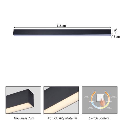 Brilagi - LED plafonsko svetlo za kupatilo SLEEKLINE LED/40W/230V 3000/4500/6000K crno IP44