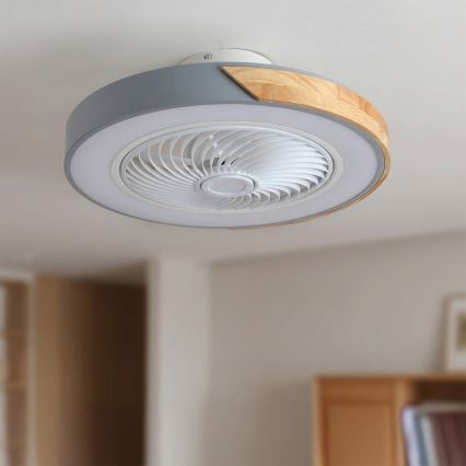 Brilagi - LED prigušiva stropna svetiljka sa ventilatorom LED/38W/230V 3000-6500K prečnik 50 cm siva/hrast + daljinski upravljač