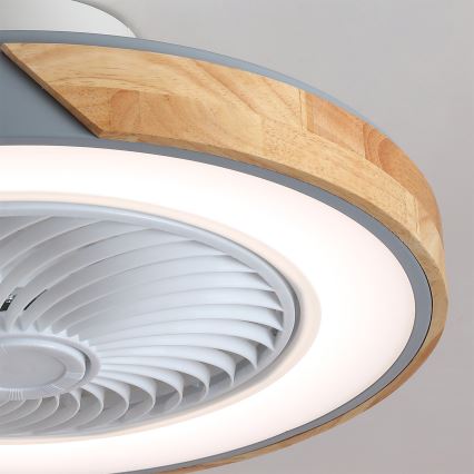 Brilagi - LED prigušiva stropna svetiljka sa ventilatorom LED/38W/230V 3000-6500K prečnik 50 cm siva/hrast + daljinski upravljač