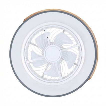 Brilagi - LED prigušiva stropna svetiljka sa ventilatorom LED/38W/230V 3000-6500K prečnik 50 cm siva/hrast + daljinski upravljač