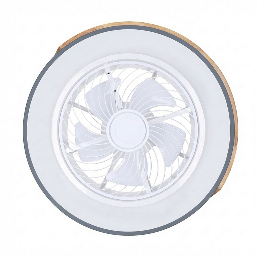 Brilagi - LED prigušiva stropna svetiljka sa ventilatorom LED/38W/230V 3000-6500K prečnik 50 cm siva/hrast + daljinski upravljač