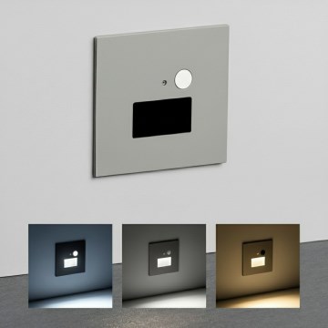 Brilagi - LED svetiljka za stepenište sa senzorom pokreta i sumraka JACK LED/3W/230V 3000/4000/6500K IP65 siva