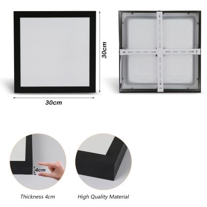 Brilagi - LED plafonsko svetlo za kupatilo FRAME LED/24W/230V 30x30 cm 3000/4000/6000K IP44 crna