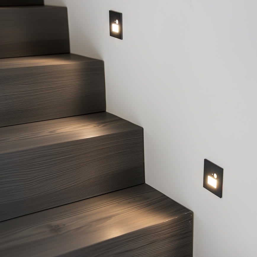 Brilagi - LED svetlo za stepenište sa senzorom pokreta i sumraka JACK LED/1,5W/230V 3000/4000/6500K crna