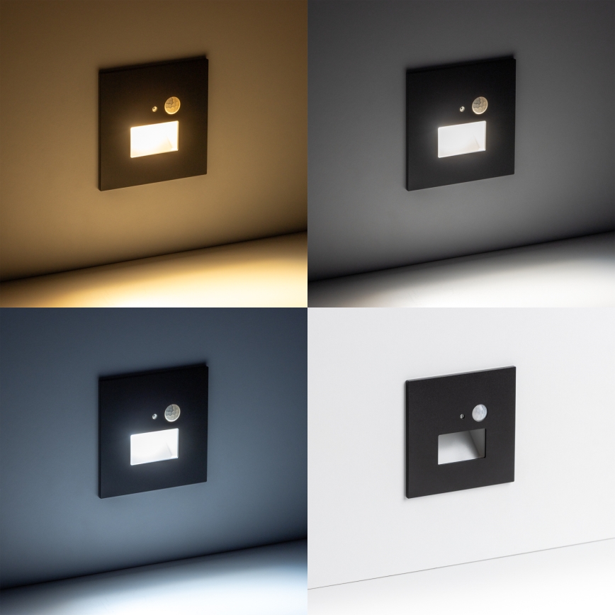 Brilagi - LED svetlo za stepenište sa senzorom pokreta i sumraka JACK LED/1,5W/230V 3000/4000/6500K crna