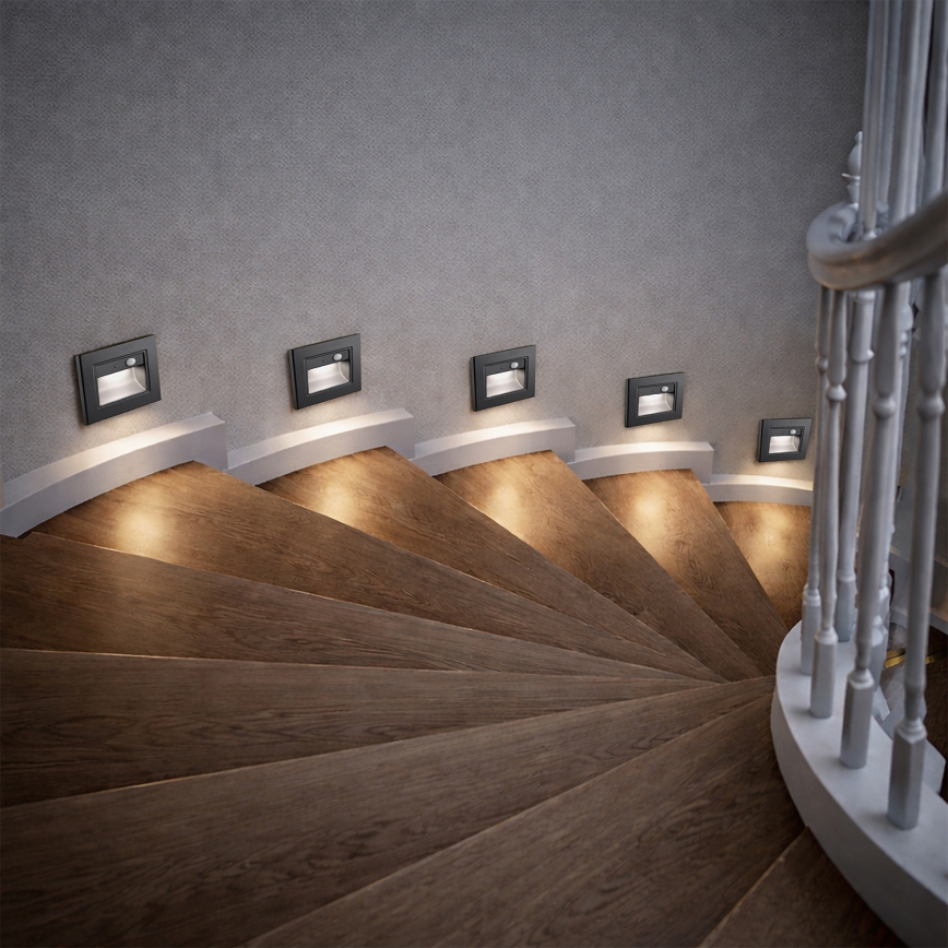 Brilagi - LED svetiljka za stepenište sa senzorom STEP LIGHT LED/1,5W/230V IP44 crna