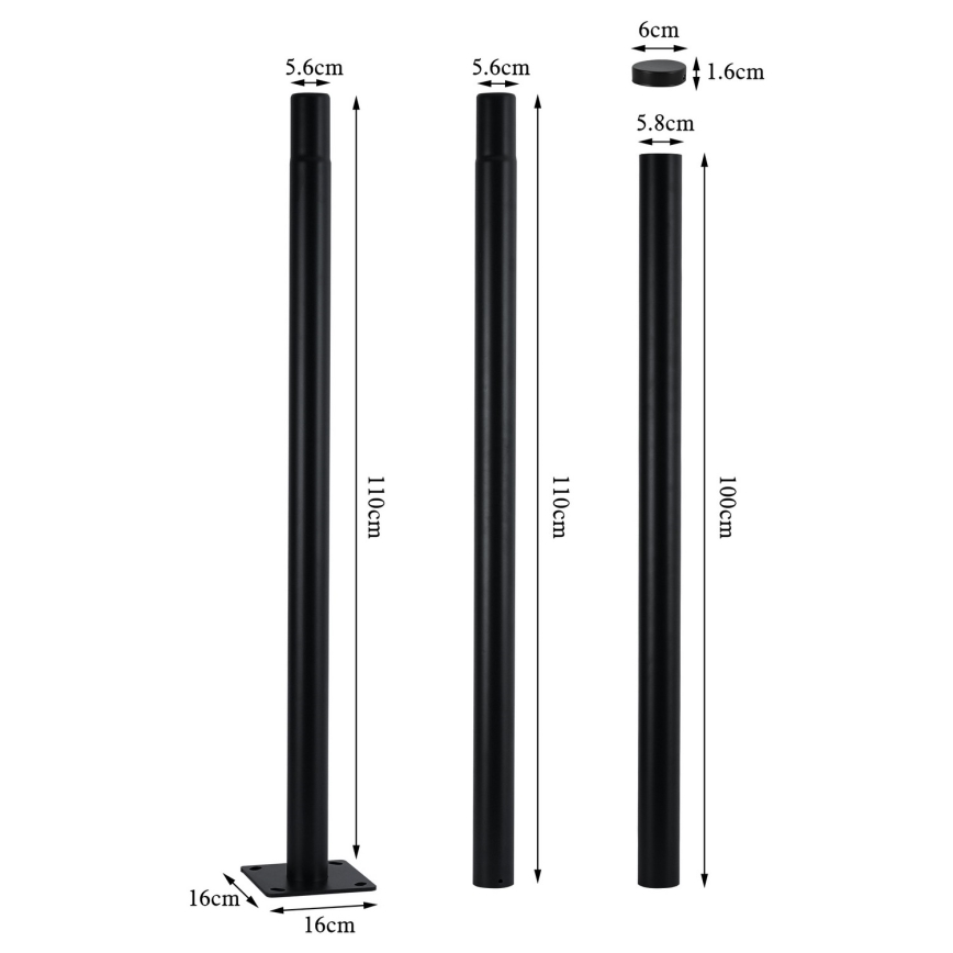 Brilagi - LED ulična lampa sa stubom 3 m URBANSPARK LED/60W/230V crna IP65