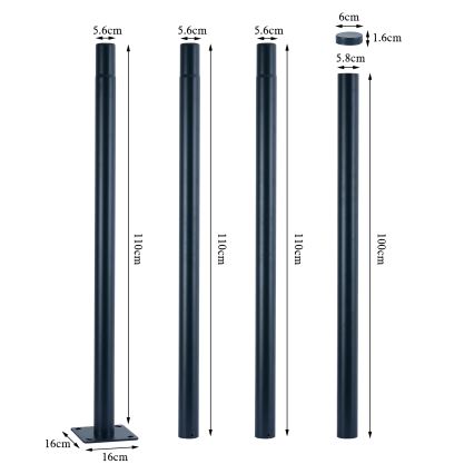 Brilagi - LED ulična svetiljka sa stubom od 4 m URBANSPARK LED/120W/230V antracit IP65