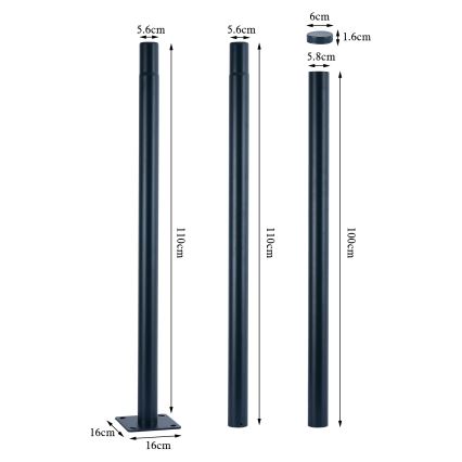 Brilagi - LED ulična lampa sa stubom 3 m URBANSPARK LED/120W/230V antracit IP65