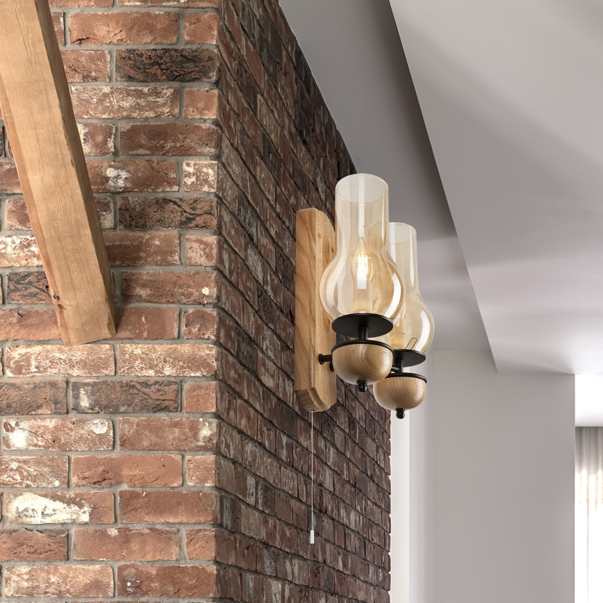 Brilagi - LED zidna lampa COTTAGE 2xE14/40W/230V hrast/braon