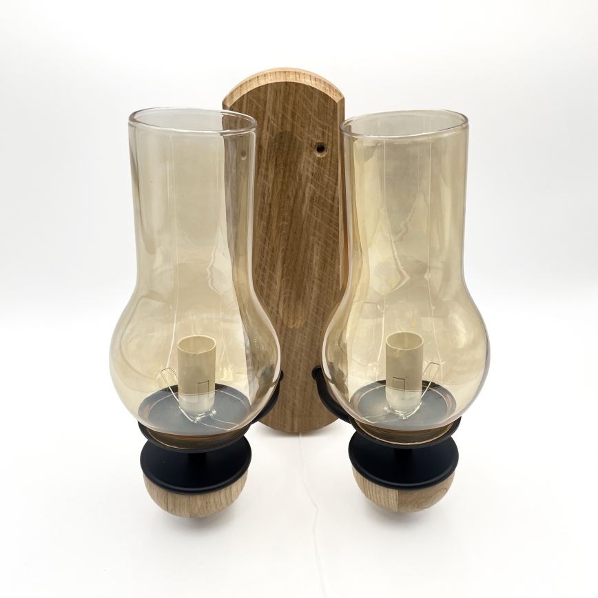 Brilagi - LED zidna lampa COTTAGE 2xE14/40W/230V hrast/braon