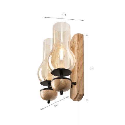 Brilagi - LED zidna lampa COTTAGE 2xE14/40W/230V hrast/braon
