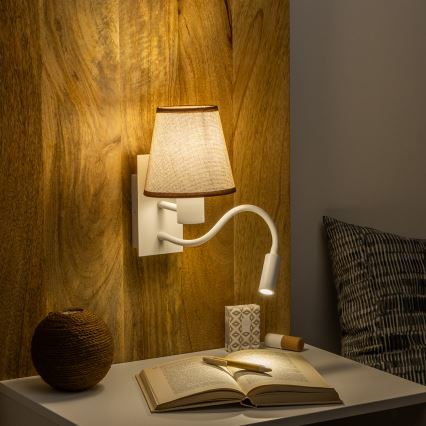 Brilagi - LED fleksibilna zidna lampa NUBILA 1xE27/25W/230V + LED/3W bela/smeđa