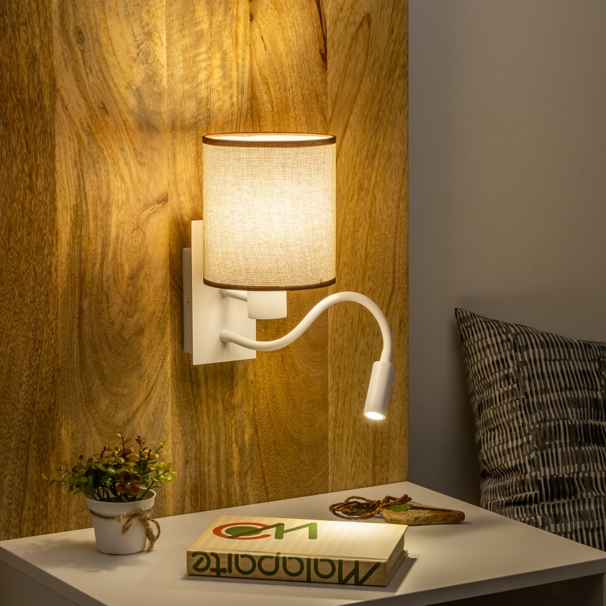 Brilagi - LED fleksibilna zidna lampa NUBILA 1xE27/25W/230V + LED/3W bela/smeđa