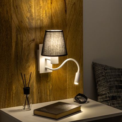 Brilagi - LED fleksibilna zidna lampa NUBILA 1xE27/25W/230V + LED/3W bela/crna