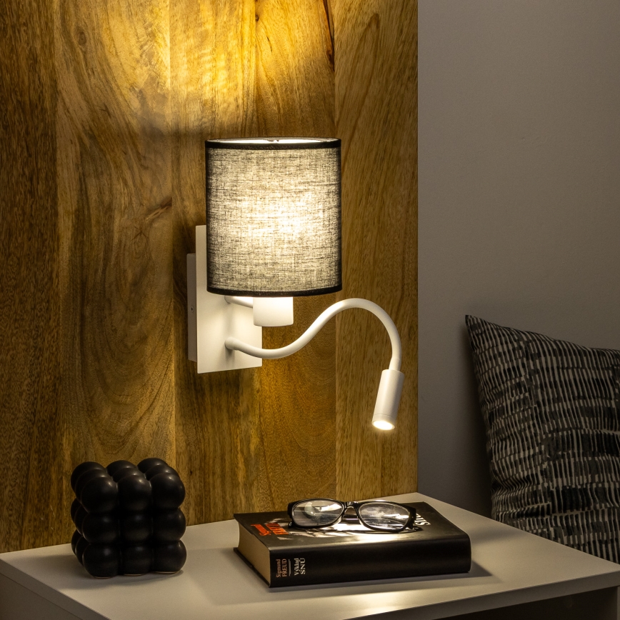 Brilagi - LED savijajuća zidna lampa NUBILA 1xE27/25W/230V + LED/3W bela/crna