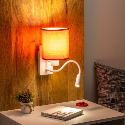 Brilagi - LED fleksibilna zidna lampa NUBILA 1xE27/25W/230V + LED/3W bela/crvena